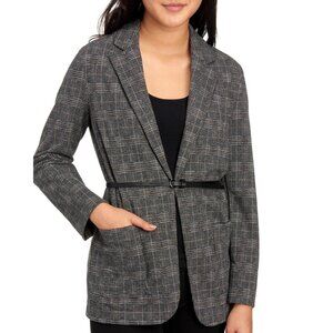 Max Studio Plaid Belted Knit Blazer | M |  Polyester Rayon
